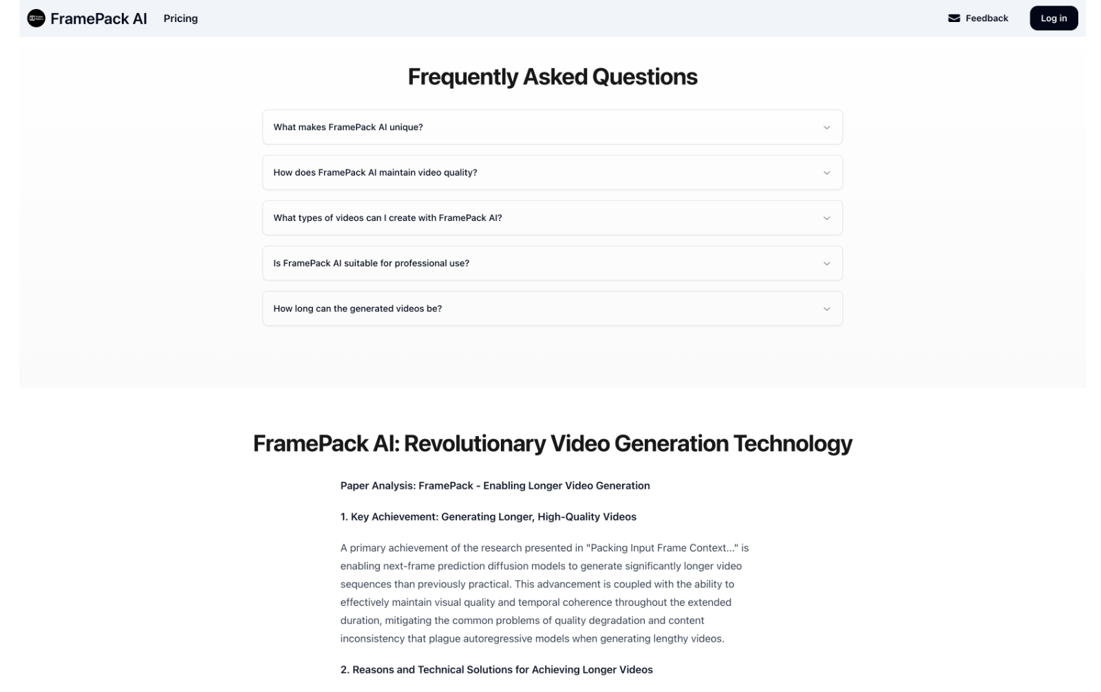 Framepack AI图像转视频
