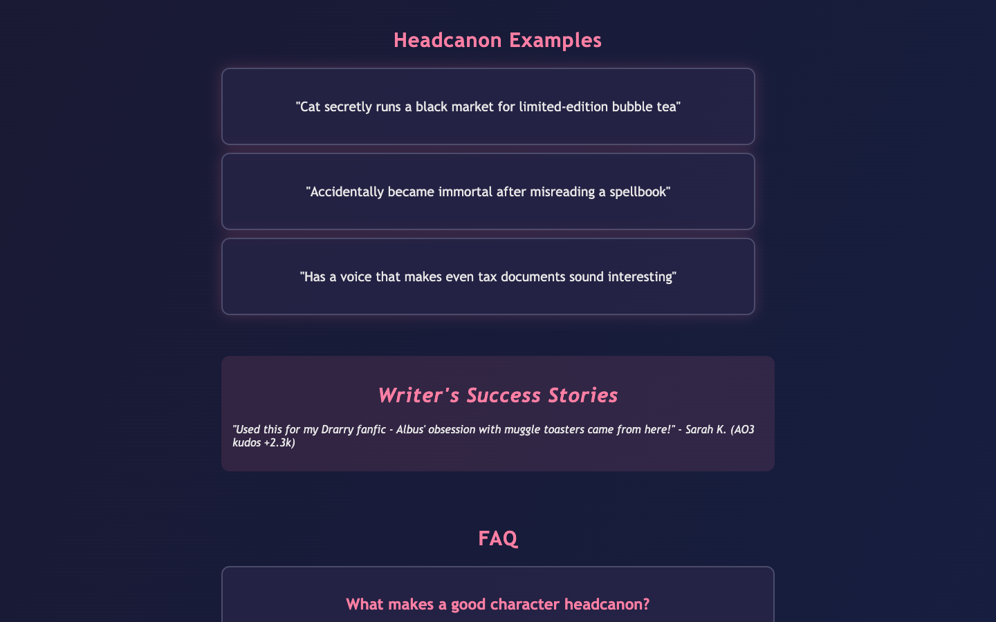 AI Character Headcanon Generator -AI角色设定生成器